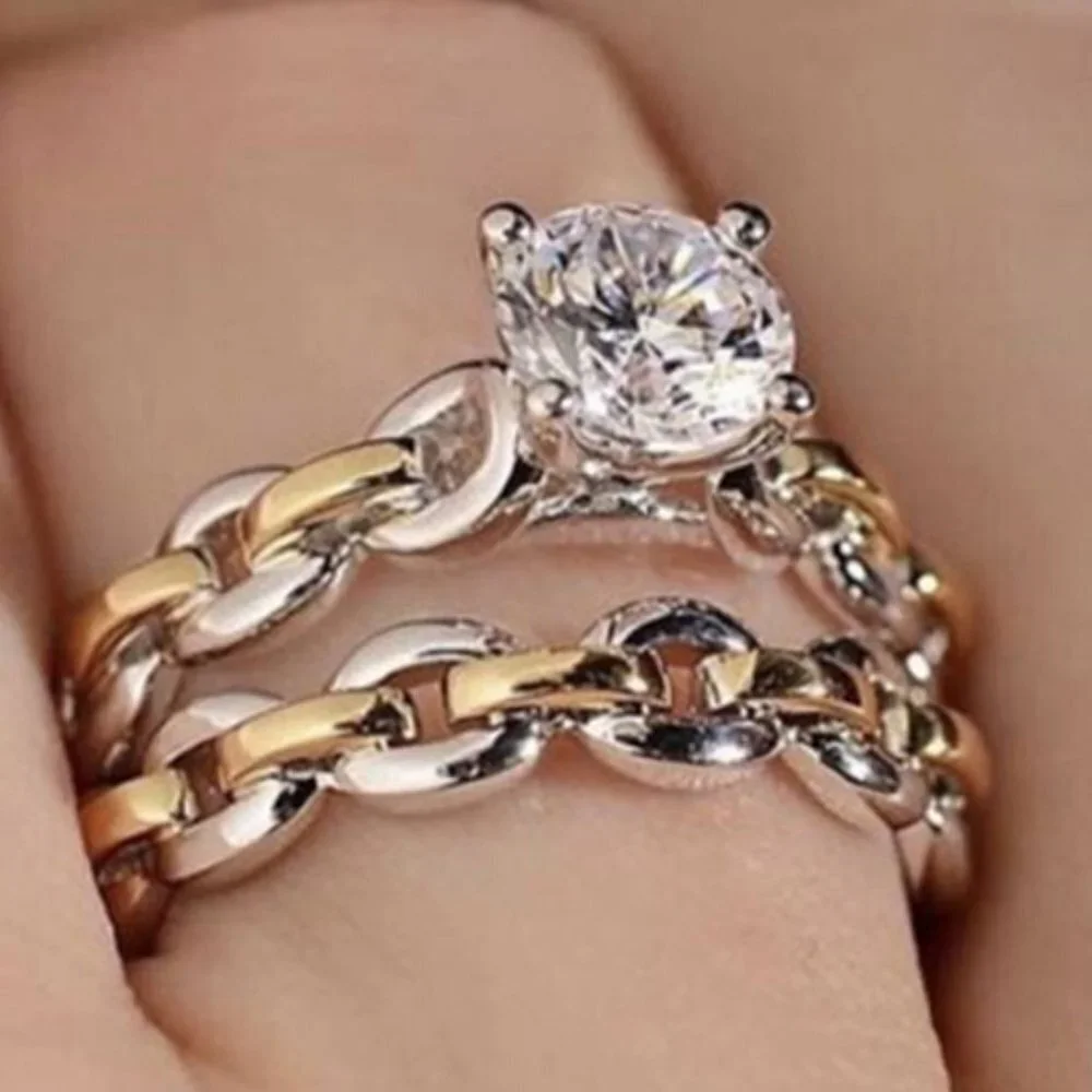 ❤️Shiny Princess Cut Diamond Lovely Wedding Couple Ring, GPMB1423